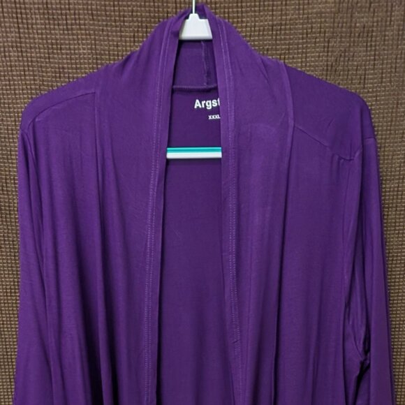 Argstar Womens Plus Size 3XL Dark Purple Short Sleeve Ruffled Shrug - Picture 1 of 6